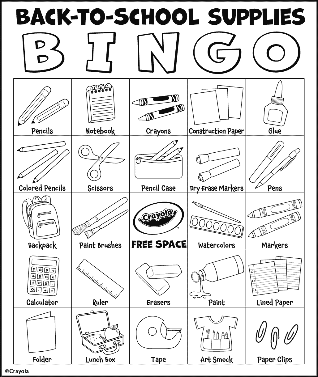 Back to School Bingo