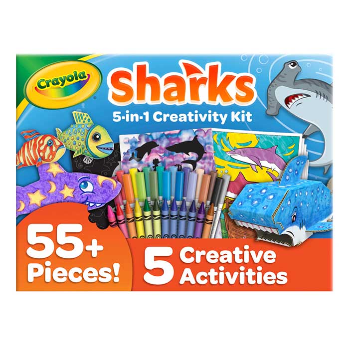 Sharks 5-in-1 Creativity Kit. 55  pieces! 5 creative Activities.