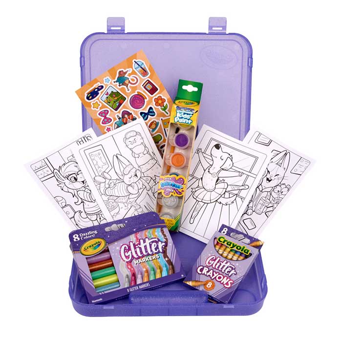 Glitter Art Case contents inside open case.