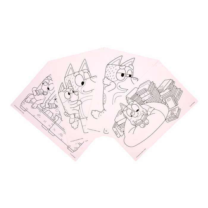 Bluey Create & Color Art Case coloring sheets.