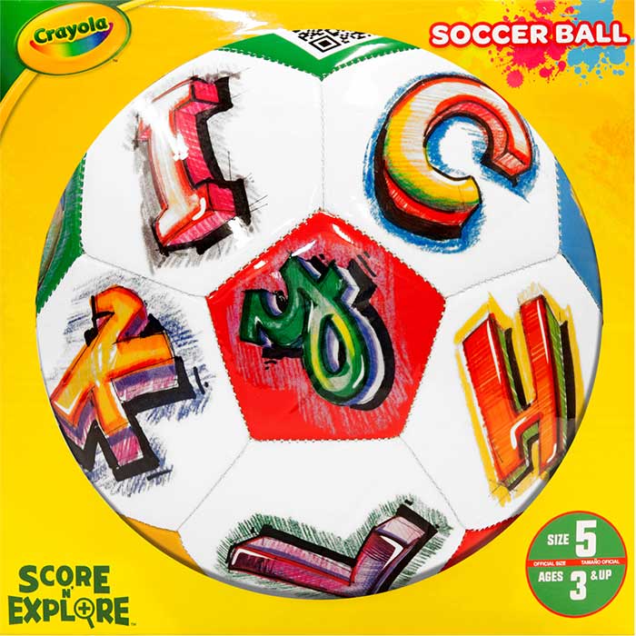 Crayola Score N' Explore Officially Licensed Learn Ball - Alphabet front view.