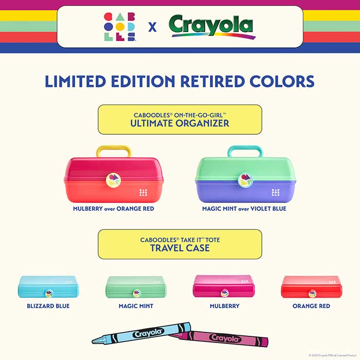 Caboodles x Crayola Limted Edition Retired Colors Caboodles on-the-go-girl ultimate organizer. Caboodles take it tote.