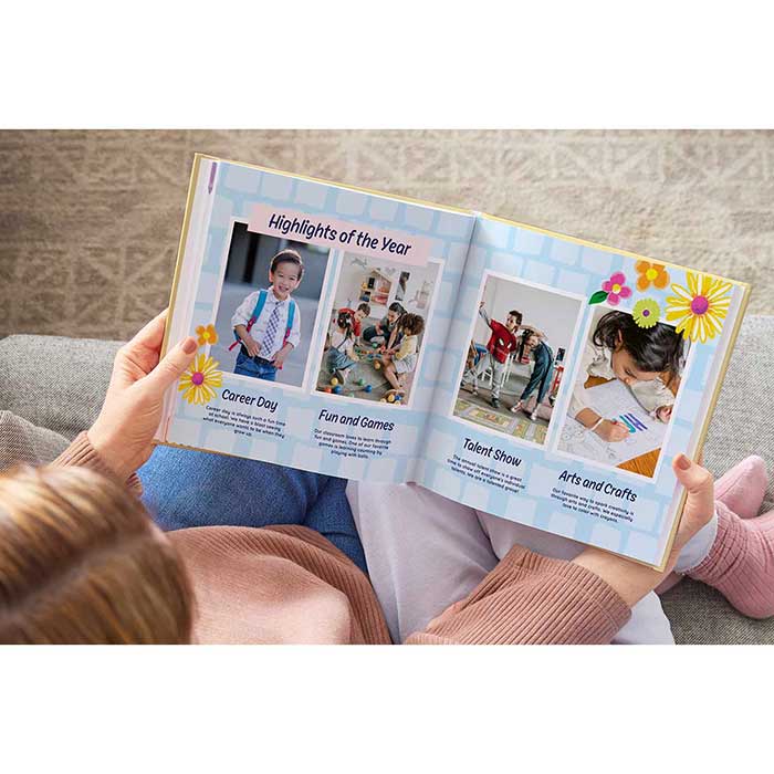 Crayola x Mixbook Photo Book Collection. Open memory book.