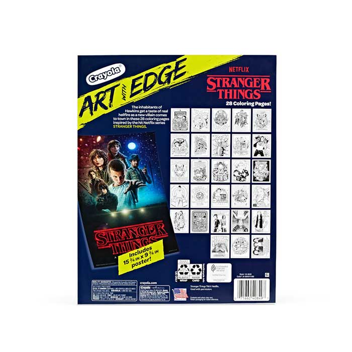 Art With Edge Stranger Things, 28 Coloring Pages back view.