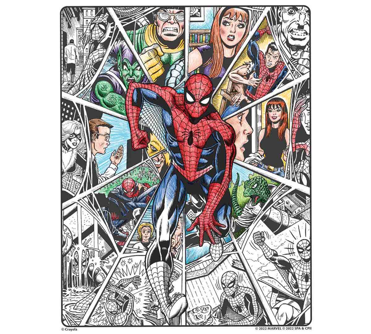 Art With Edge Spiderman Beyond Amazing coloring page partially colored.