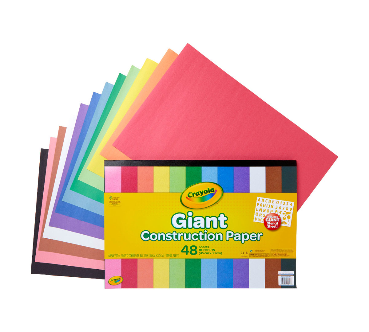 Giant Construction Paper with Stencils  48 Count Front View and Paper
