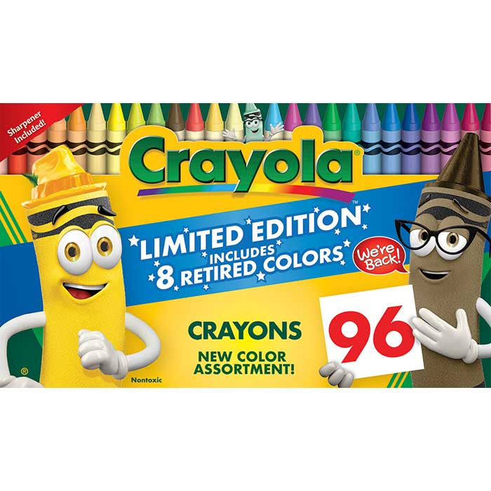 Classic & Limited Edition Crayons, 96 Crayons front view.