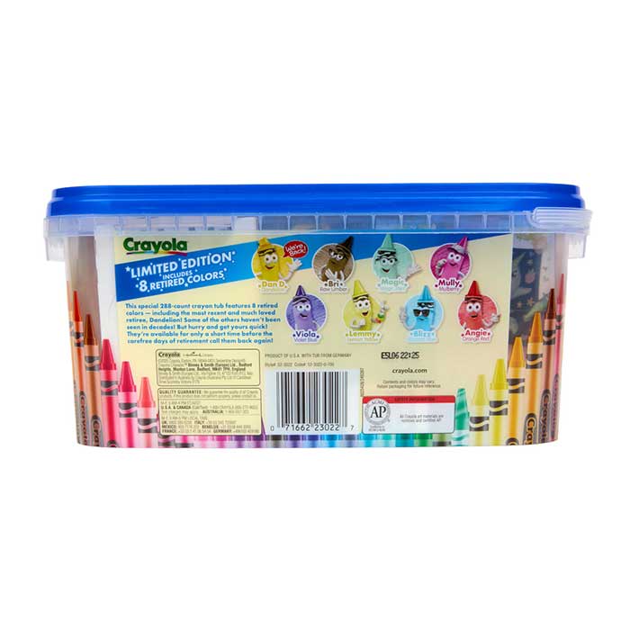 Limited Edition Crayon Tub, 288 Colors back view.