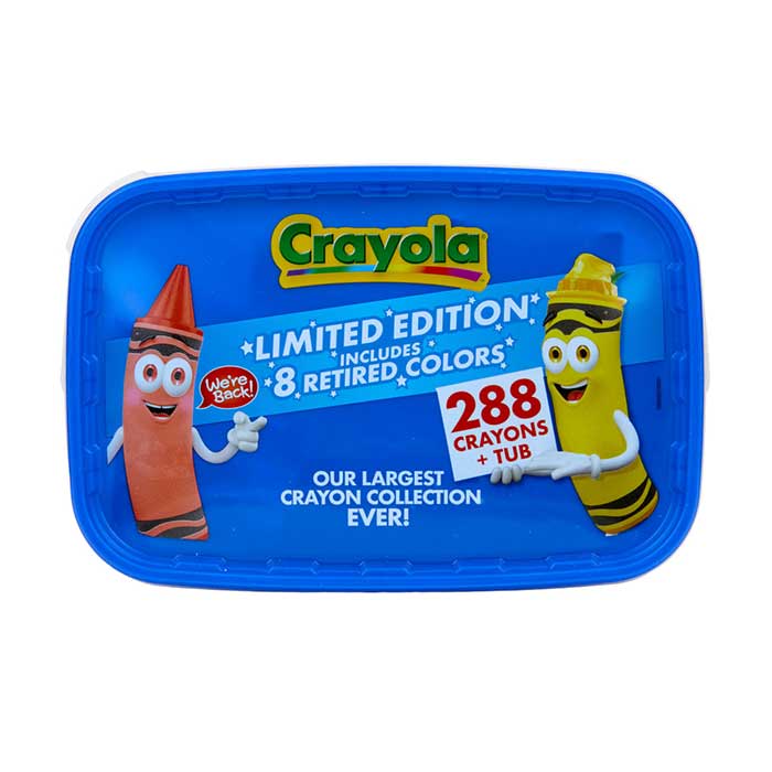 Limited Edition Crayon Tub, 288 Colors top view.