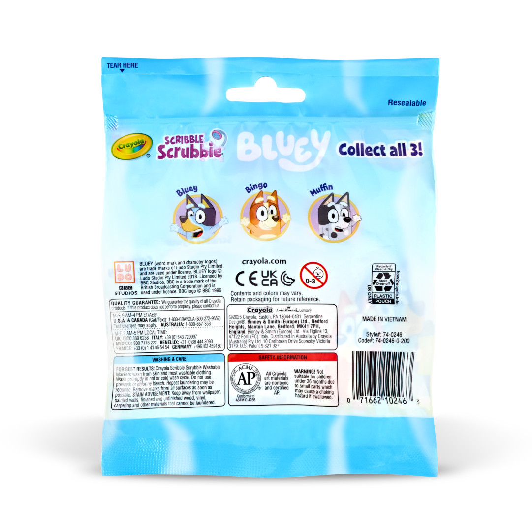 74- 0246 Crayola® Scribble Scrubbie™ -  Bluey Back view