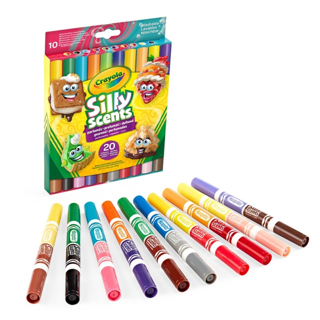 Silly Scents - 10 pennarelli profumati doppia punta LavabiliPackaging with contents