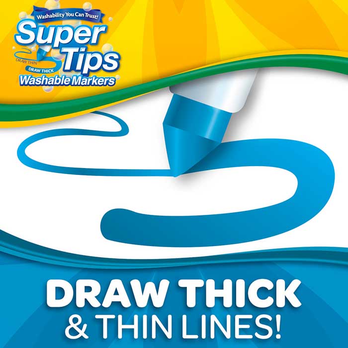 Super Tips Washable Markers, 150 Count. Draw thick and thin lines!