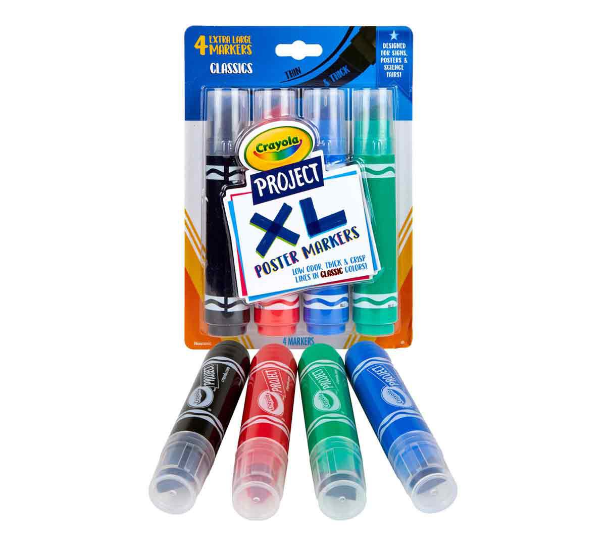 XL Poster Markers ,Classic Colors, 4 Count. packaging and contents.