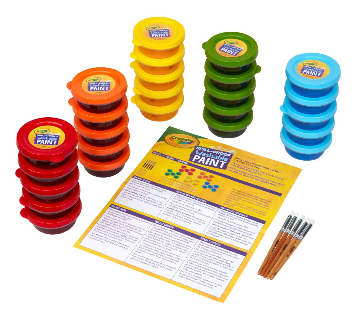 Crayola Spill Proof Paint Set  25 Count Washable Paint for Kids contents