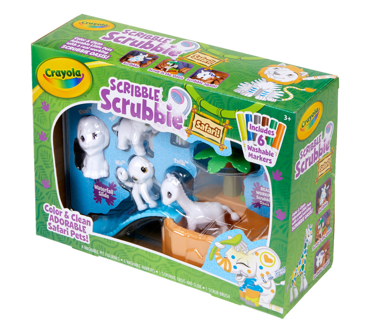 Scribble Scrubbie Pets Safari Tub Set Right Angle View of Box