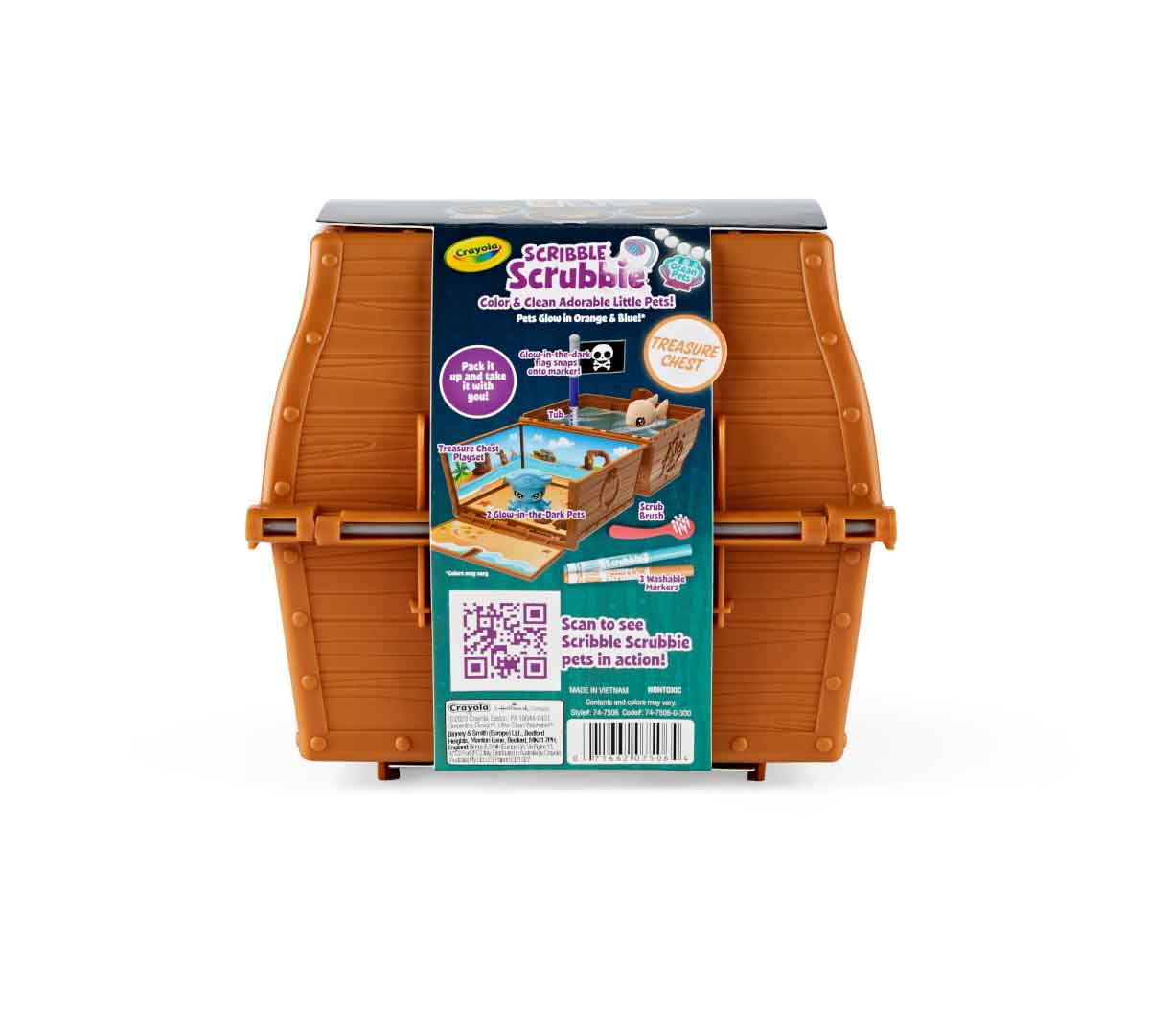 Scribble Scrubbie Pets Glow Ocean Treasure Chest Playset back view.