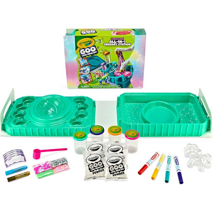 Unicorn All-in-1 Sensory Station packaging and contents.