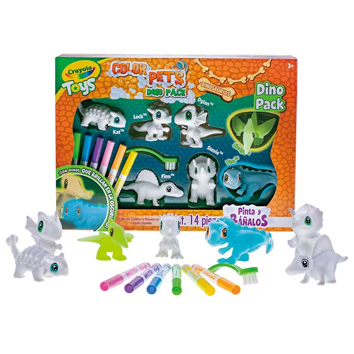 Scribble Scrubbie Pets Dinosaur Glow Pack Vista frontal.