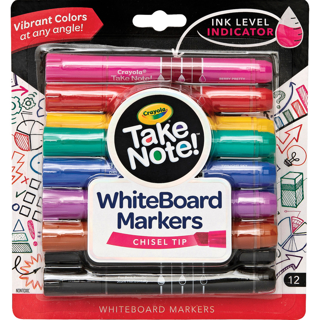 Take Note™ - 12 Whiteboard Markers Chisel Tip Front view