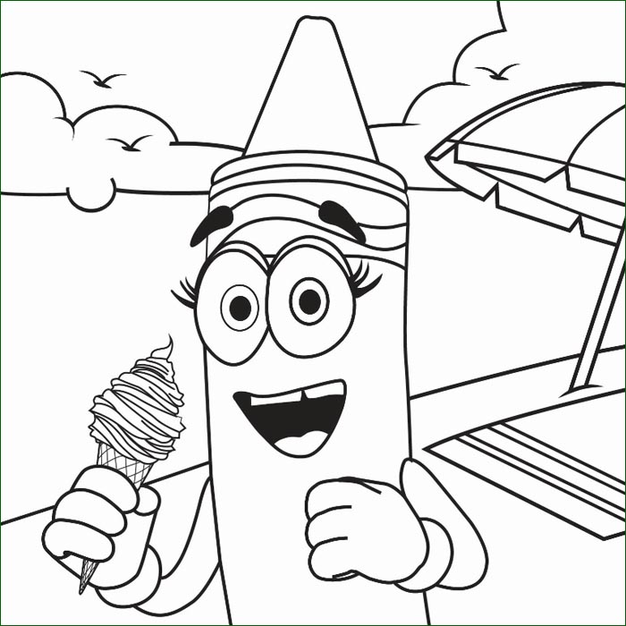 A Crayola crayon eating ice cream.